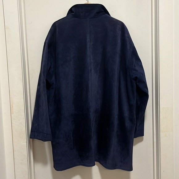 Vintage Navy Suede Coat XL or Oversized Look - Picture 4 of 5
